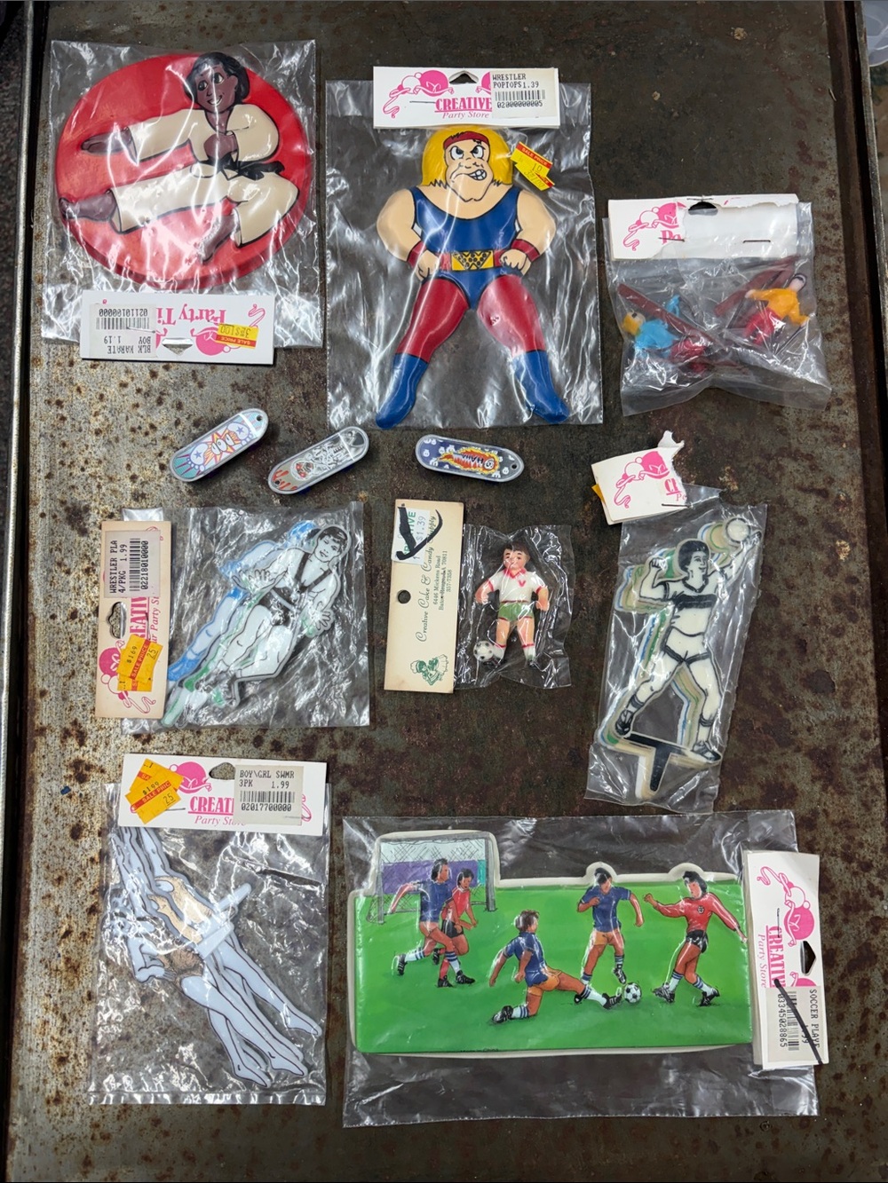 Vintage Assorted Sports Theme Cake Toppers Lot, Including Soccer,Skiing, Karate